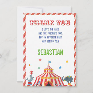 CIRCUS THANK YOU CARD
