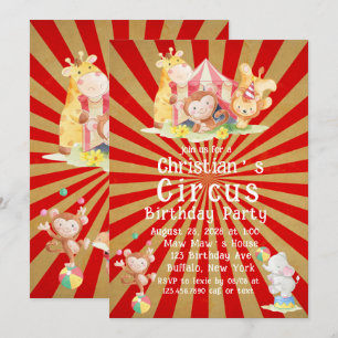 Circus Theme Birthday Party Invitation