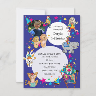 Circus Theme Children's Birthday Party Invitation