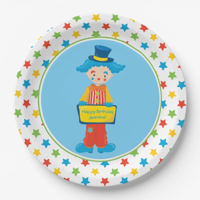 Circus Theme | Clown | Personalized Paper Plate (Front)