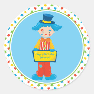 Circus Theme   Funny Clown   Personalized Classic Round Sticker