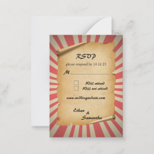 Circus Theme Wedding RSVP  Card