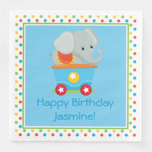 Circus Train Elephant Personalized Napkin