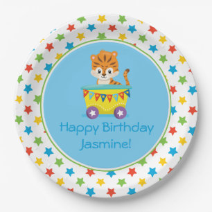 Circus Train   Tiger   Personalized Paper Plate