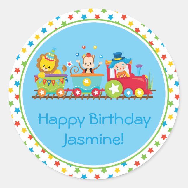 Circus Train | Train Cars | Personalized Classic Round Sticker (Front)