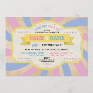 Circus Twins Anniversaire Invitation de Carnaval r