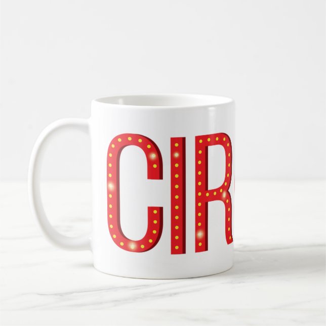 Circus Typography Carnival Letters Personalized Coffee Mug (Left)