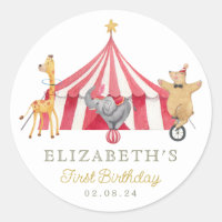 Circus Watercolor Birthday cute animals