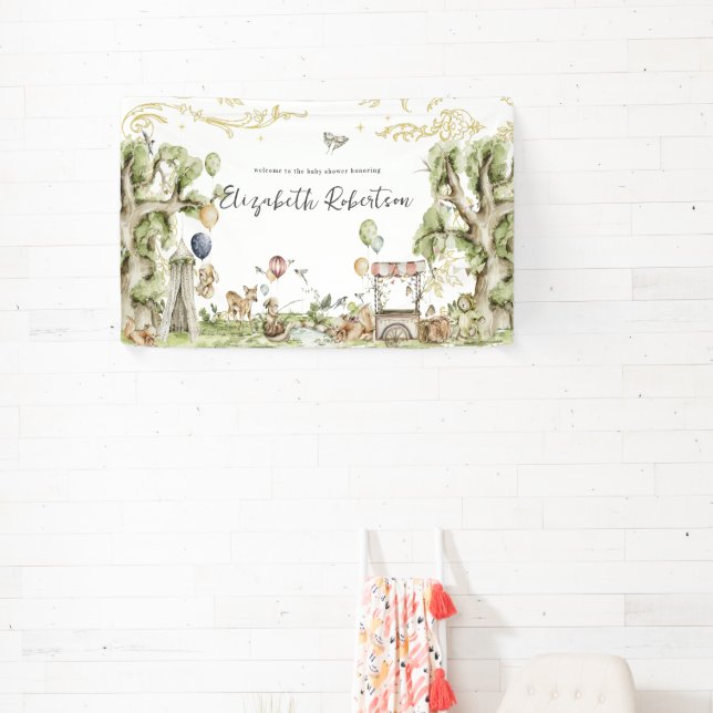 Circus | Woodland Forest Baby Shower Welcome Banner (Insitu)
