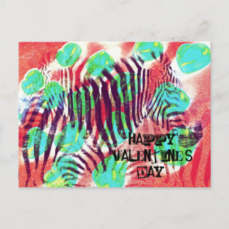 Circus zebra - happy Valentine's day Holiday Postcard