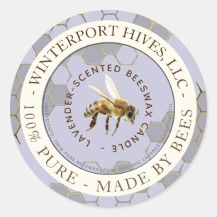 Cire d'abeille Étiquette bougie avec abeille lavan