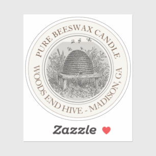 Cire d'abeille Étiquette bougie avec Skep