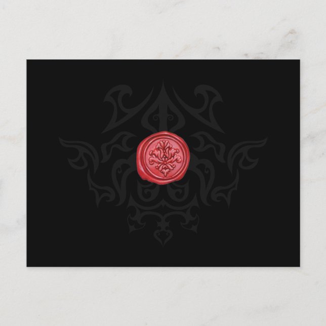 Cire de scellage gothique noir et blanc carte RSVP (Devant)