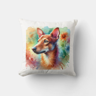 Cirneco dell Etna 050824AREF132 - Watercolor Throw Pillow