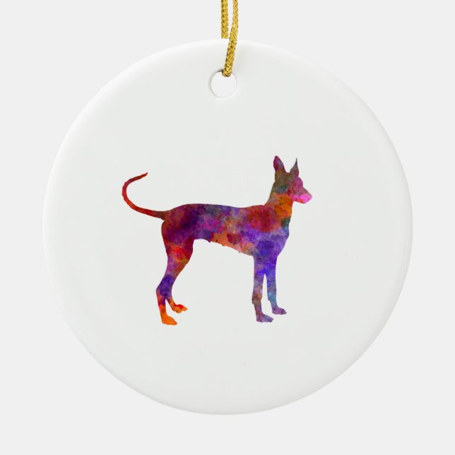 Cirneco Dell Etna in watercolor Ceramic Ornament (Front)