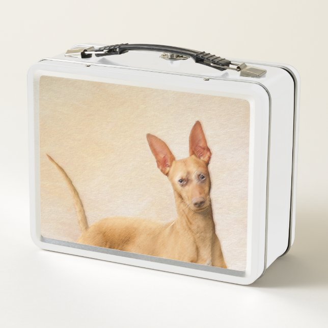 Cirneco dell’Etna Painting - Cute Original Dog Art Metal Lunch Box (Back)