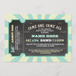 Cirque Carnaval Mint Lemon Baby shower Invitation