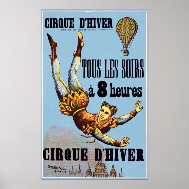 CIRQUE D' HIVER Vintage French Acrobatic Circus Poster (Front)