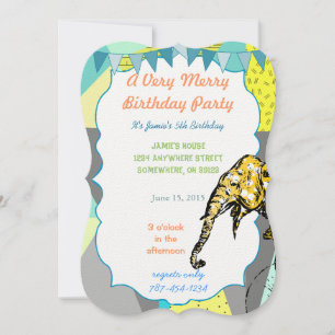 Cirque Elephant Anniversaire Fête Invitation Bunit