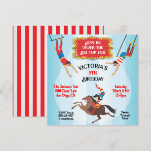 Cirque Flying Trapeze Invitation de fête d'anniver