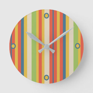 Cirque rayé horloge ronde pour enfants mignons