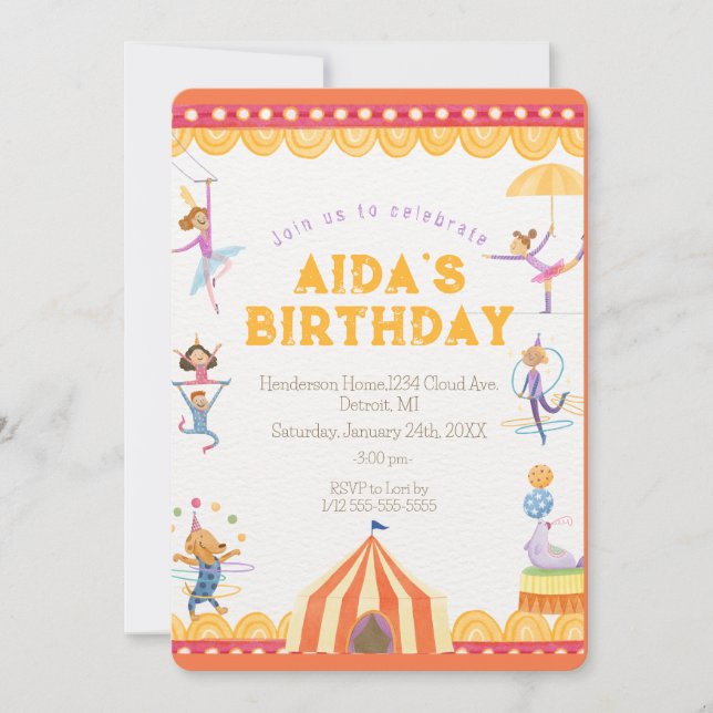 Cirque Spectaculaire Invitation Anniversaire (Devant)