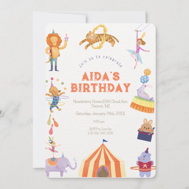 Cirque Spectaculaire Invitation Anniversaire (Devant)