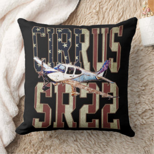 Cirrus SR22 Aircraft Vintage United States Flag Throw Pillow