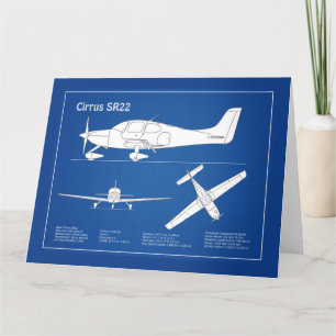 Cirrus SR22 - Airplane Blueprint Drawing Plans ABD Thank You Card