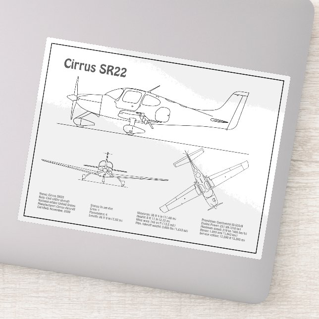 Cirrus SR22 - Airplane Blueprint Drawing Plans BD (Detail)
