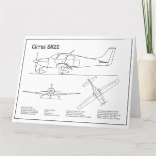 Cirrus SR22 - Airplane Blueprint Drawing Plans BD Thank You Card