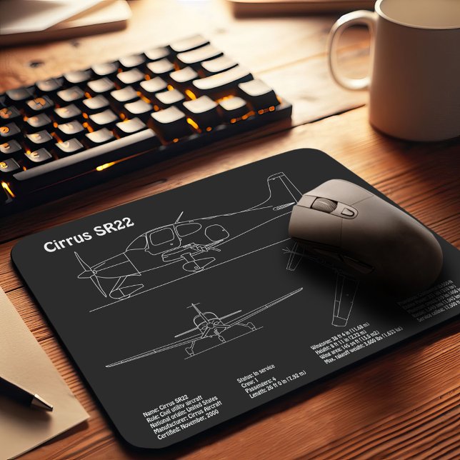Cirrus SR22 - Airplane Blueprint Drawing Plans PD Mouse Pad (Creator Uploaded)