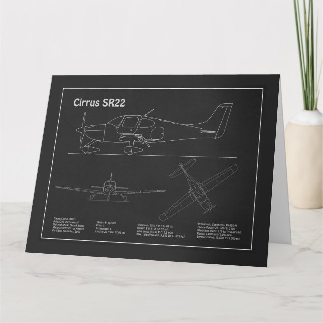 Cirrus SR22 - Airplane Blueprint Drawing Plans PD Thank You Card (Front)