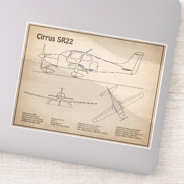 Cirrus SR22 - Airplane Blueprint Drawing Plans SD (Detail)