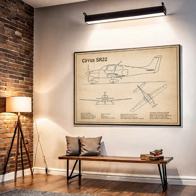Cirrus SR22 - Airplane Blueprint Drawing Plans SD Poster (Creator Uploaded)