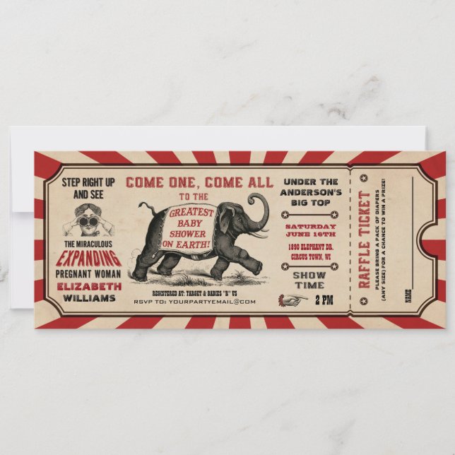 Cirus Baby shower Billet Invitations Diaper Raffin (Devant)