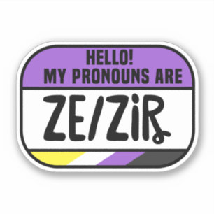 Cis Trans Nonbinary Name Tag Pronouns Ze Zir