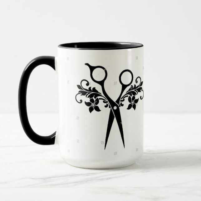 Ciseaux /Flowers de la tasse de café de coiffeurs (Gauche)