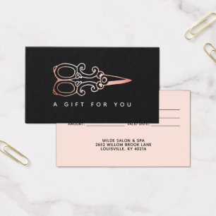 Ciseaux Vintage Rose Gold Carte Cadeau Salon
