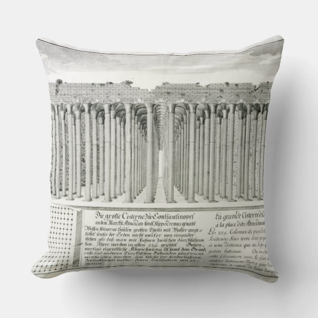 Cistern beneath the Hippodrome, Constantinople, Tu Throw Pillow (Front)