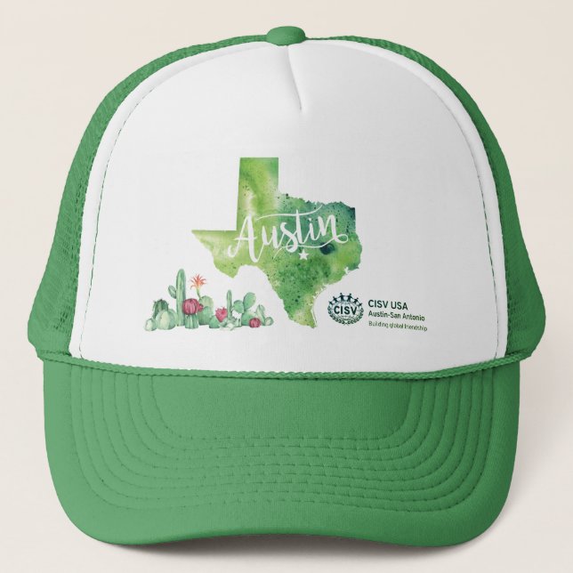 CISV ATXSA Sustainability Green Trucker Hat (Front)