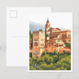 Citadel Aleppo Art Vintage Travel Illustration Postcard