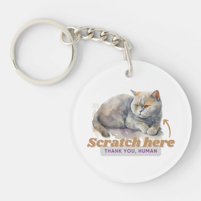Citation Amusante de chat "Scratch Here, Merci Hum (Devant)