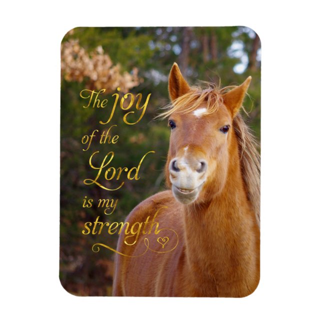 Citation Bible Cheval Souriant Magnet de photo (Vertical)