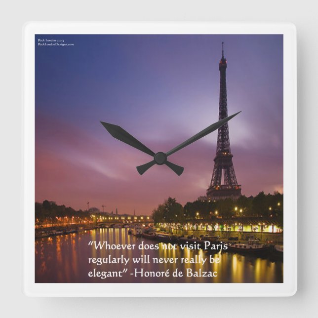 Citation De Balzac Sur Paris Elegance Wall Horloge (Recto)