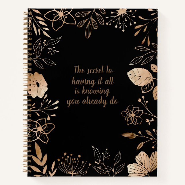 Citation de Carnet Floral Gold & Black 2024 (Devant)