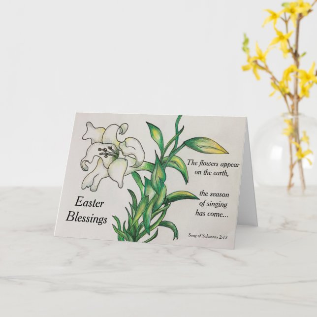 Citation de la Bible de la carte Lily Card de Pâqu (Fleur jaune)