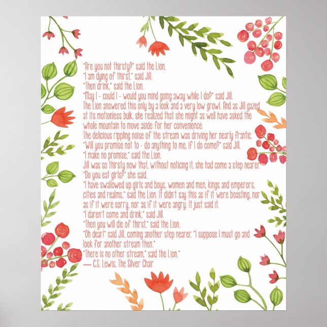 Citation de Narnia - CS Lewis - Poster de la chamb (Devant)