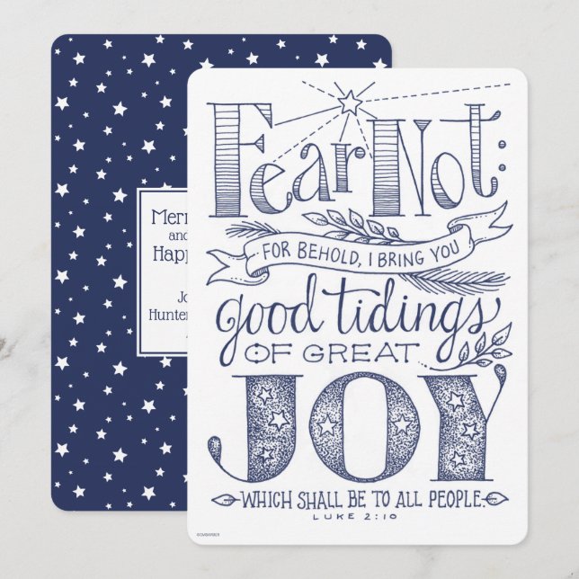 Citation de Noël Bible Typographie Carte de vacanc (Devant / Derrière)