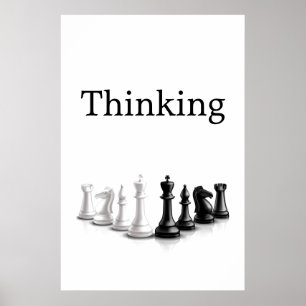 Citation de pensée Texte noir Échecs Pièces Poster